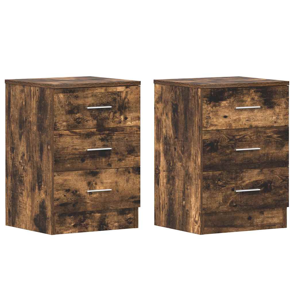 vidaXL Mesitas de noche 2 uds contrachapado roble ahumado 38x35x56 cm