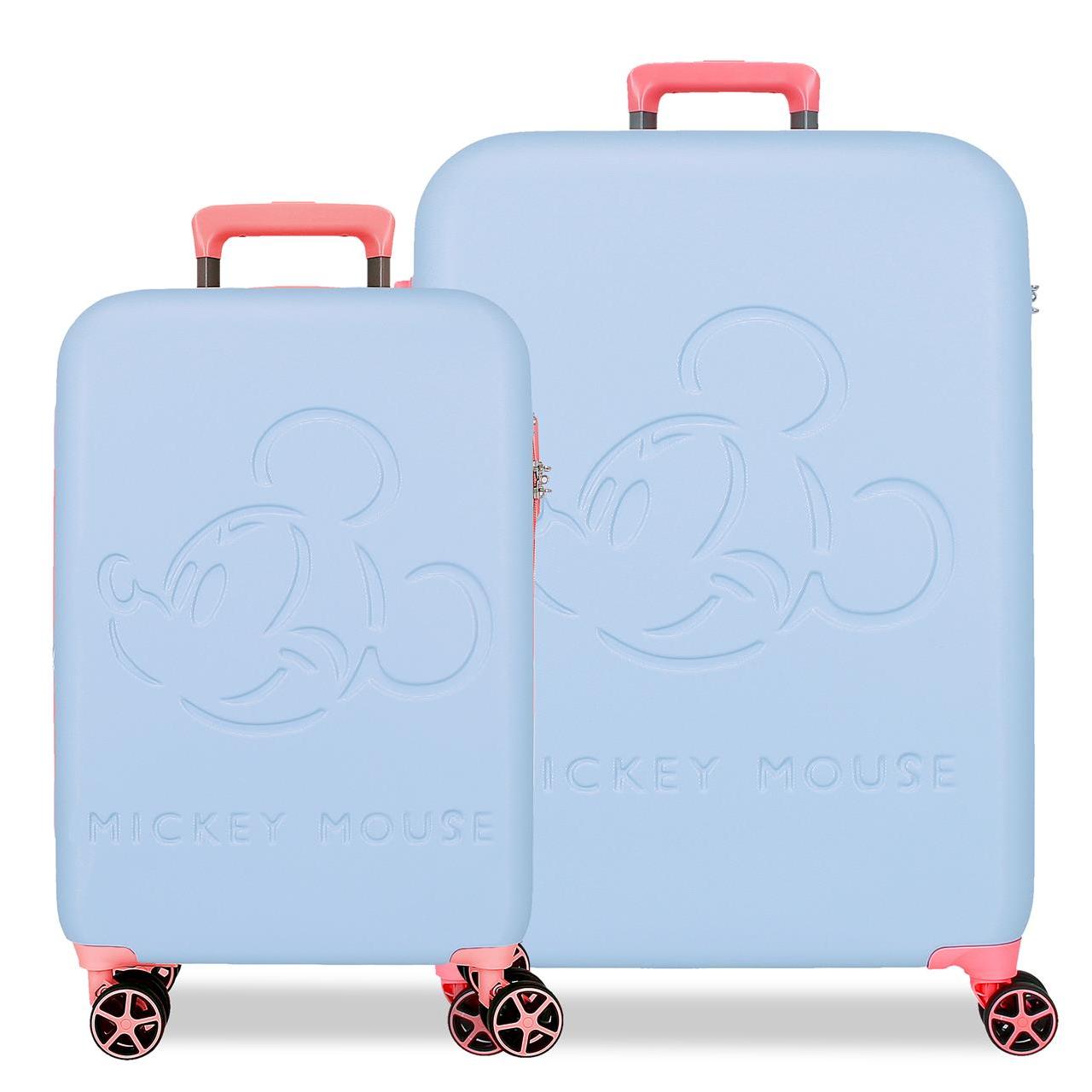 Set de Maletas Disney Crazy Trip 32L + 75L en ABS con Estampado de Mickey Mouse, Ideal para Viajes con Estilo y Magia