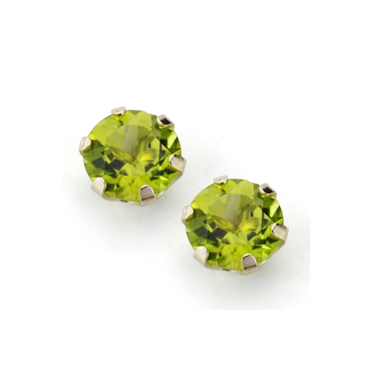 Pendientes oro 9k mujer olivina natural 8 mm. garras