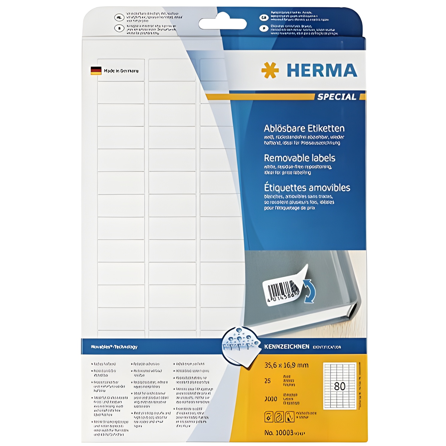 HERMA Herma Etiquetas Blancas Removibles 35,6x16,9 - 2000 Piezas