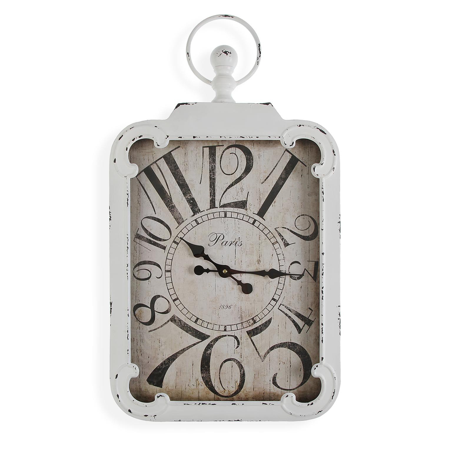 Versa Sedan Reloj de Pared Decorativo para la Cocina, el Salón, el Comedor o la Habitación, , Medidas (Al x L x An) 74 x 6,5 x 40 cm, Metal, Color Blanco