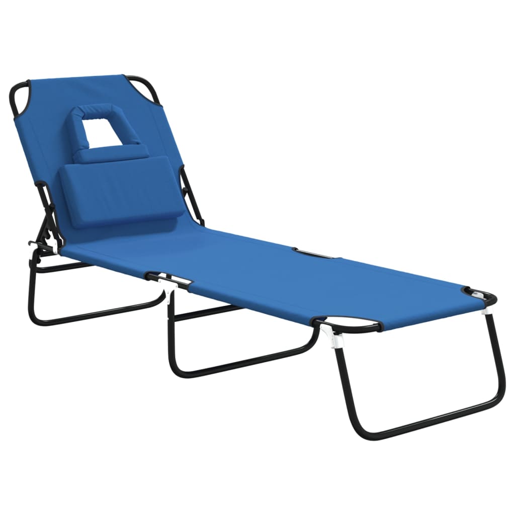 vidaXL Tumbona plegable tela Oxford acero recubrimiento en polvo azul