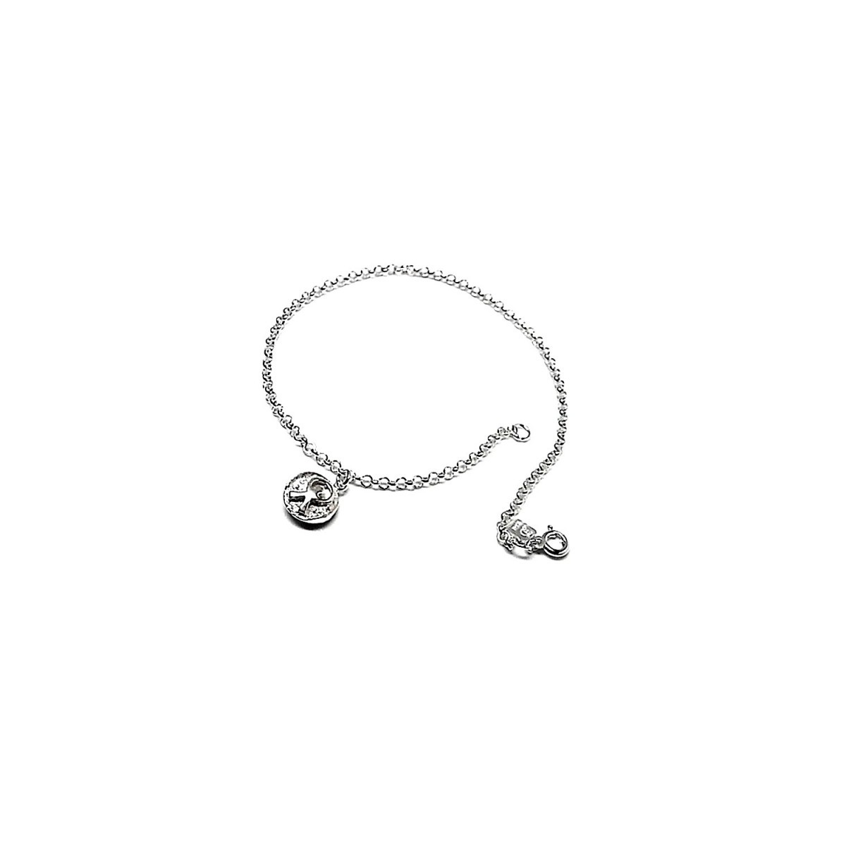 Pulsera tobillera plata Ley 925m Indalo chapa cadena rolo cierre reasa