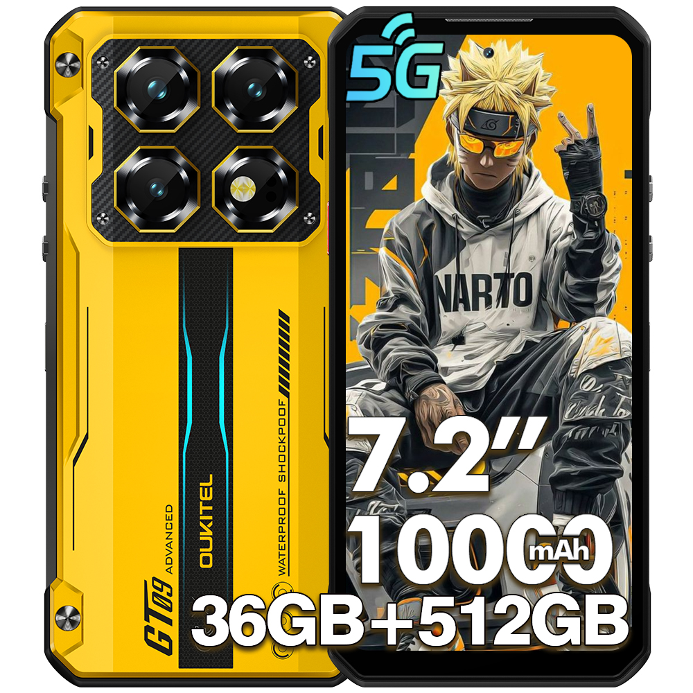 Smartphone 5G - OUKITEL WP60 Movil Irrompible 7.2“ 36GB+512GB/2TB 10000mAh/Carga Rápida de 33W Android 15 Teléfono Resistente 108MP+32MP+8MP 120Hz/Dual SIM/NFC/OTG/Face ID