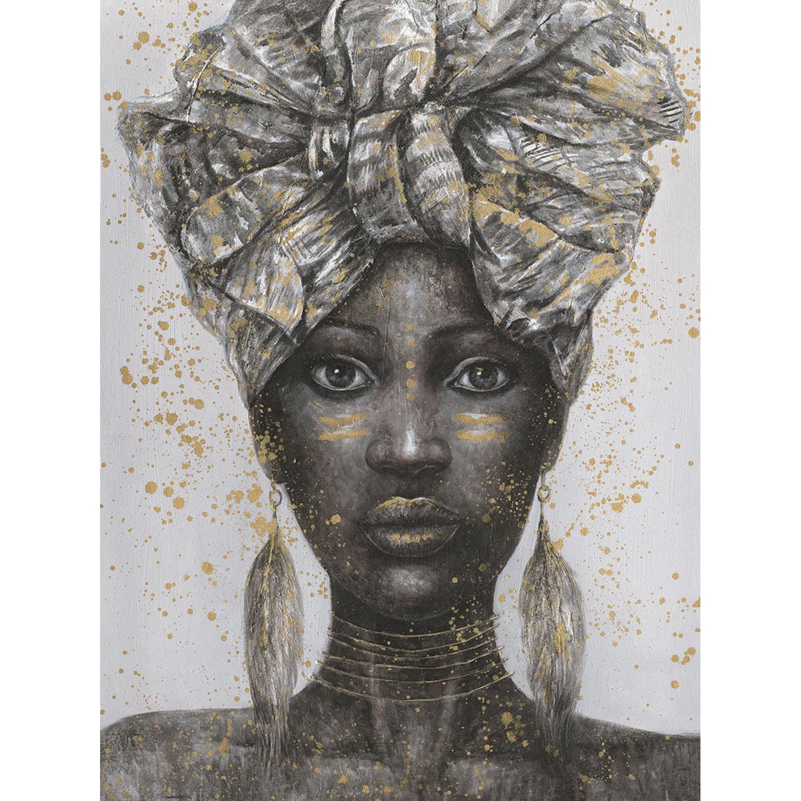 Hispanohogar Cuadro en Lienzo Pintado Al óleo, Retrato étnico (72383), 100x100x3 Cm - Alta Calidad