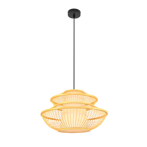 Lámpara de techo colgante Bambu Denzo Negro/natural 1xe27 50d