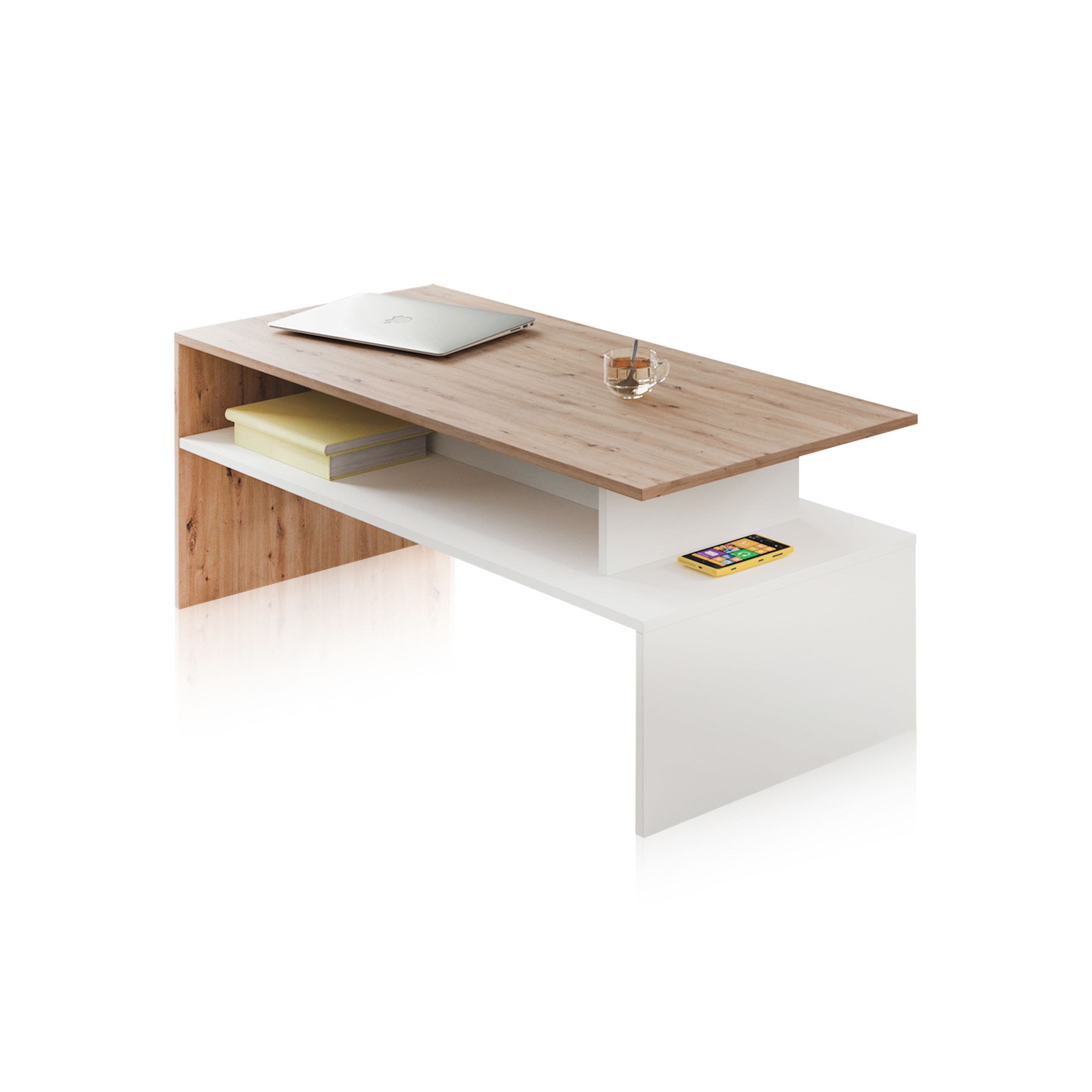 duehome - Mesa de centro rectangular 108x43 cm Iris