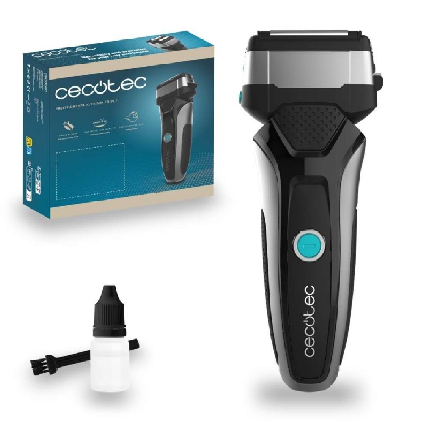 Cecotec Máquina de Cortar la Barba Inalámbrica, Afeitadora Laminar PrecisionCare X-Trimm Triple