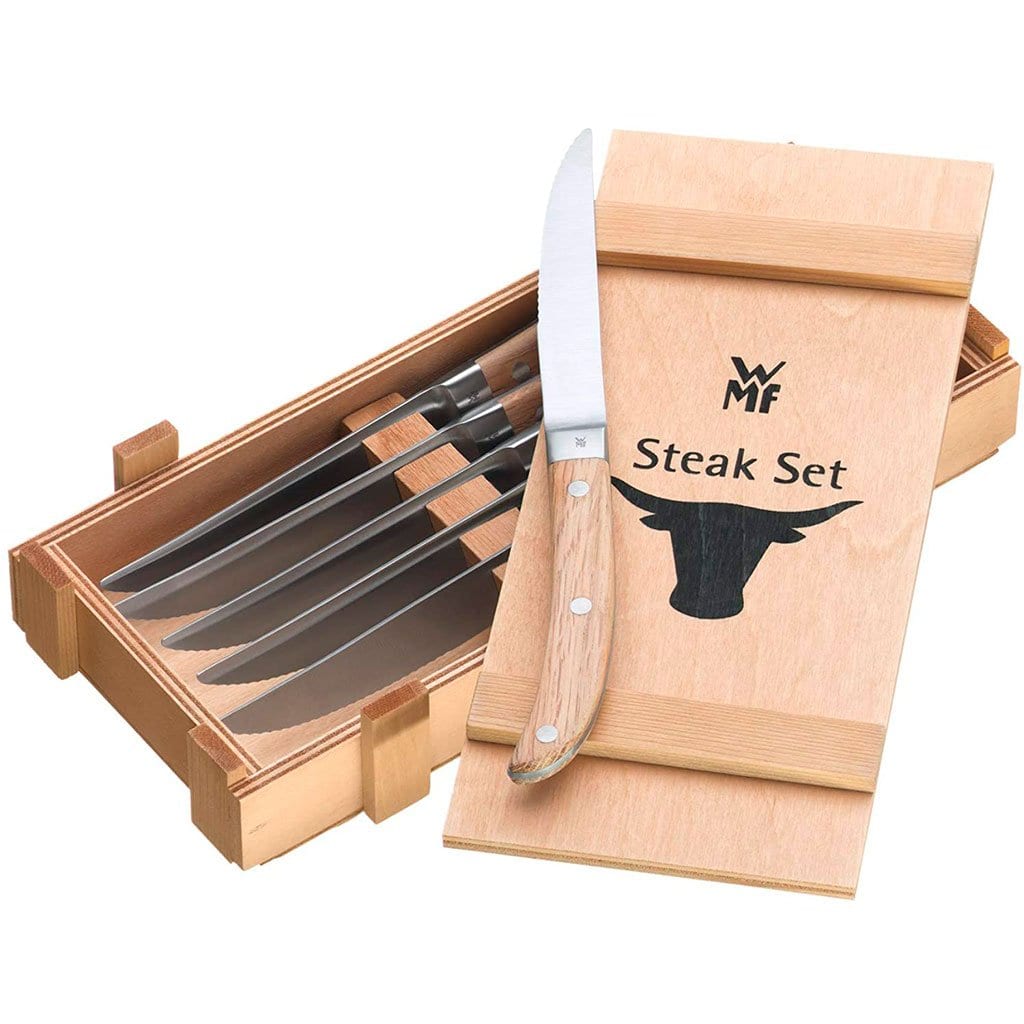 Set de 6 cuchillos para carne Ranch de acero inoxidable con mango de madera - WMF