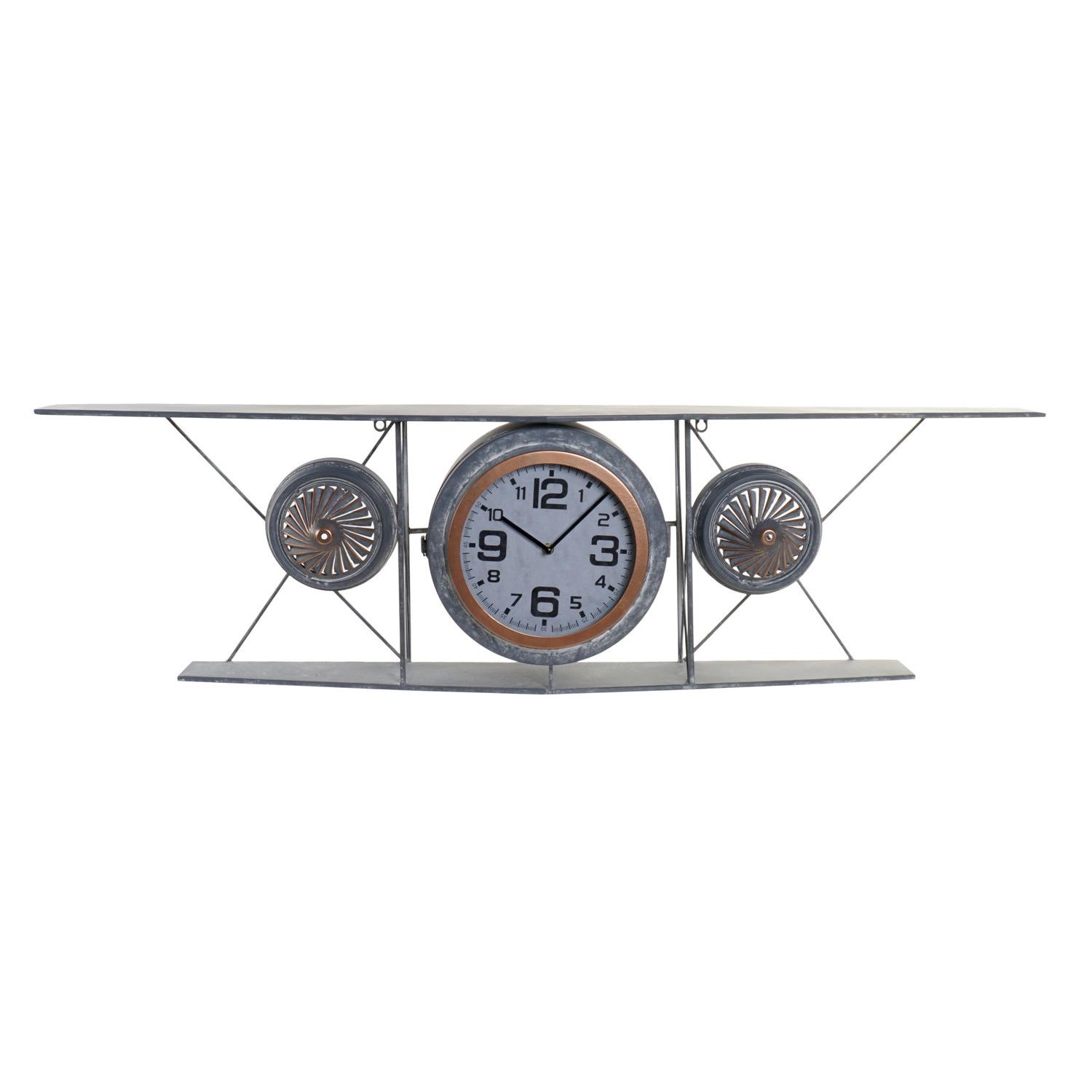 RELOJ PARED HIERRO CRISTAL 120X21X33,5 AVION RE186306