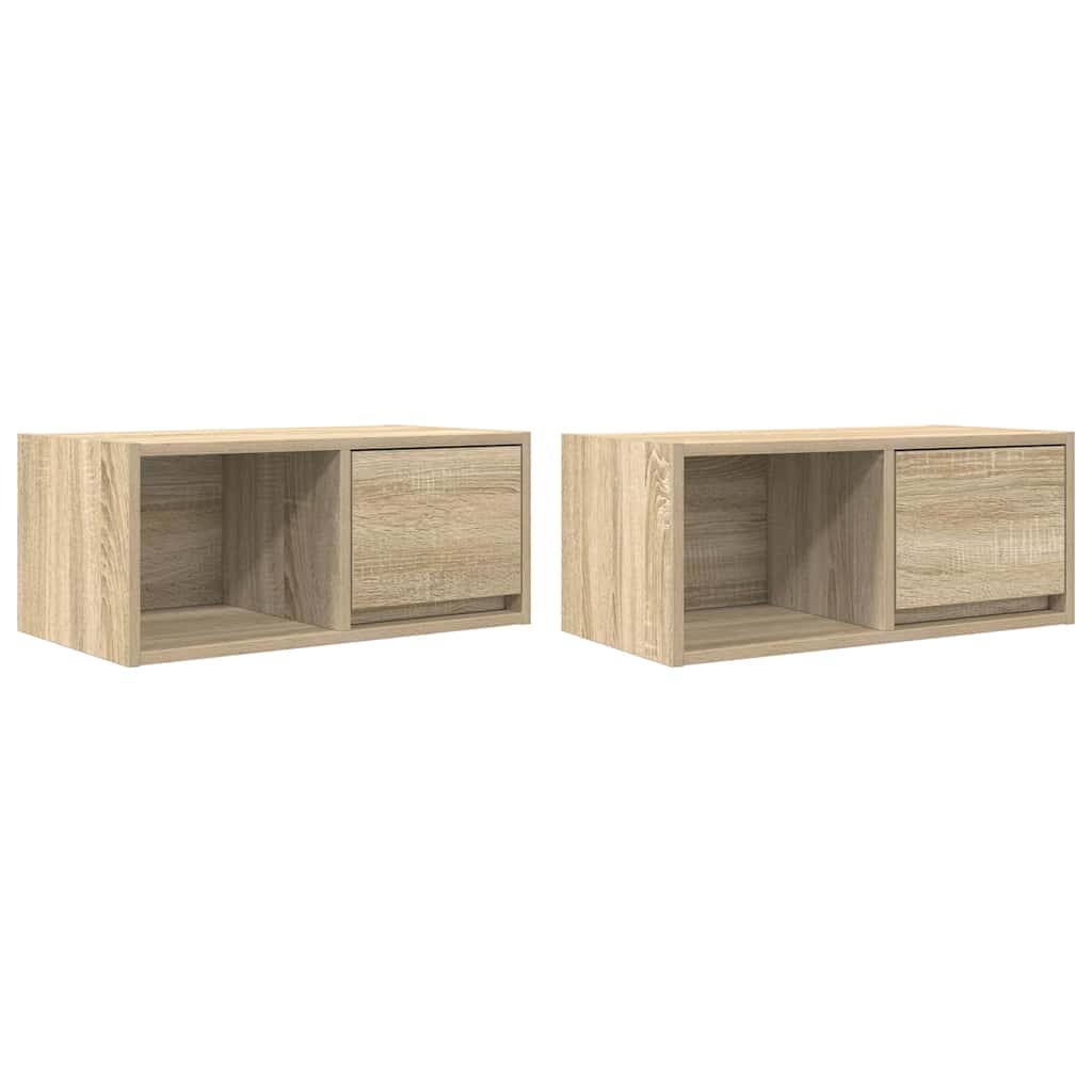 vidaXL Muebles para TV 2 uds madera 60x31x25,5 cm en color Roble artisan/Roble ahumado/Roble negro y más | almacenamiento funcional diseño moderno para baño dormitorio sala