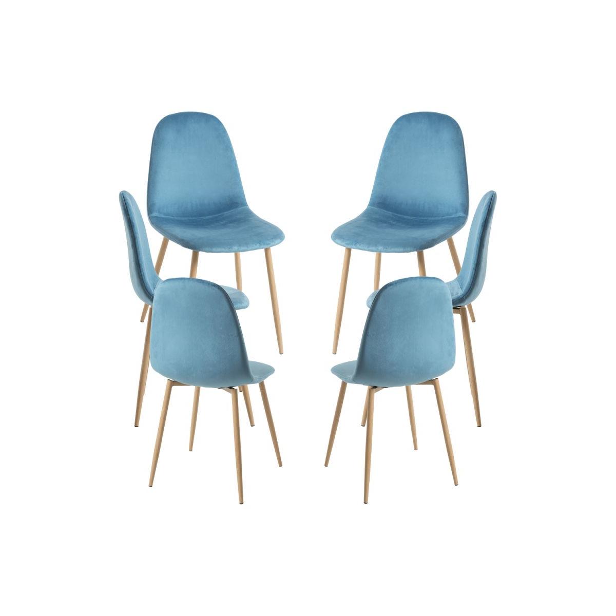 Regalos Miguel - Packs Sillas Comedor - Pack 6 Sillas Teok Terciopelo - Verde azulado
