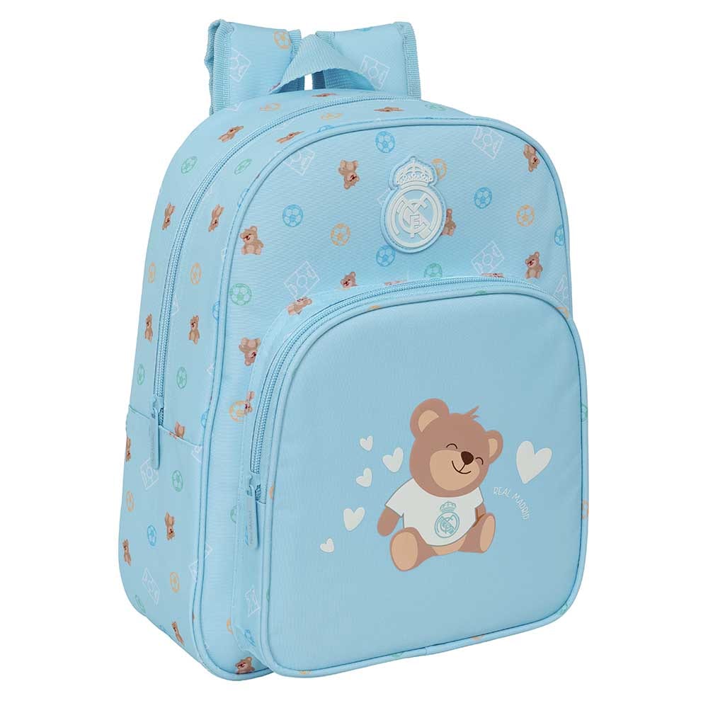 SAFTA | Mochila Preescolar Real Madrid Niño y Niña, Mochila Escolar Infantil Adaptable a Carro con Bolsillo Portabotellas, Hombreras Acolchadas y Bolsillo Frontal Grande, Talla Única, Vuelta al Cole