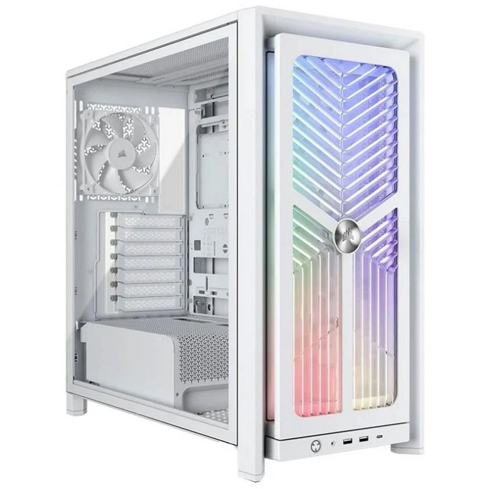 Corsair - Caja para discos duros PC CC-9011303-WW de acero, cristal templado y plástico, blanca, compatible con SSD y disco duro externo, torre media para entusiastas