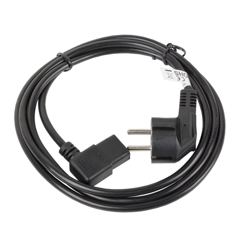 Lanberg - CA-C13C-12CC-0030-BK cable de transmisión Negro 3 m CEE7/7 IEC 320 CA-C13C-12CC-0030-BK