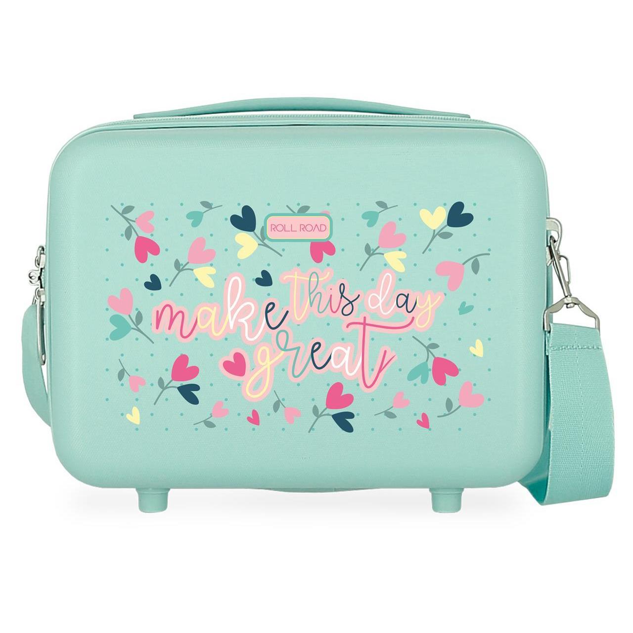 Neceser Abs Roll road Queen of hearts turquesa 21x29x15cm