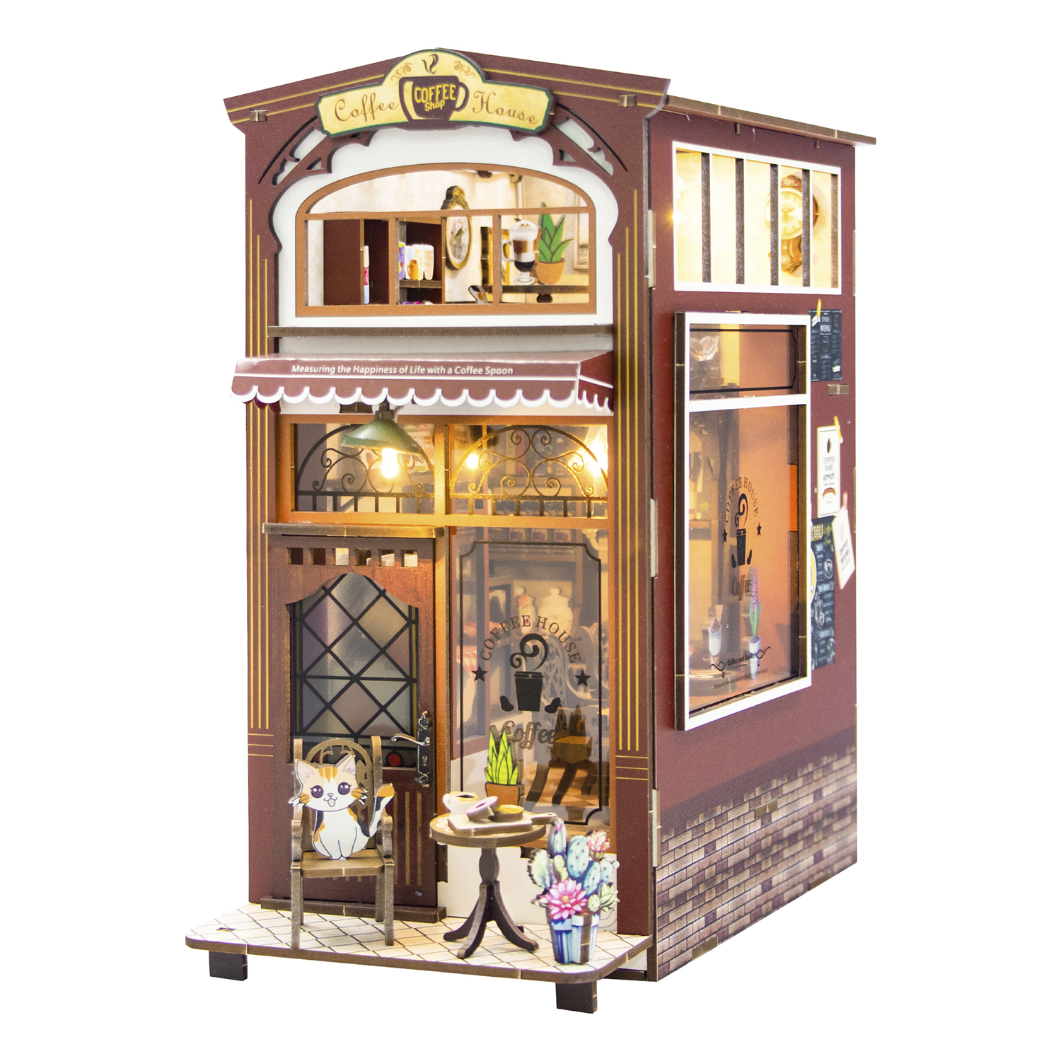 DAM. Cafetería. Book Nook realista con gran detalle, cubierta y luces led. 22x13x25cm.