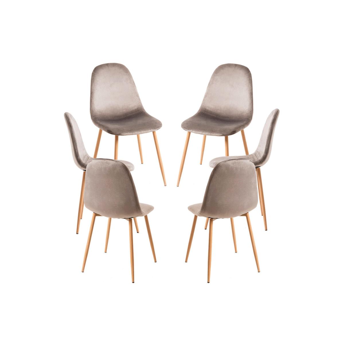 Regalos Miguel - Packs Sillas Comedor - Pack 6 Sillas Teok Terciopelo - Gris