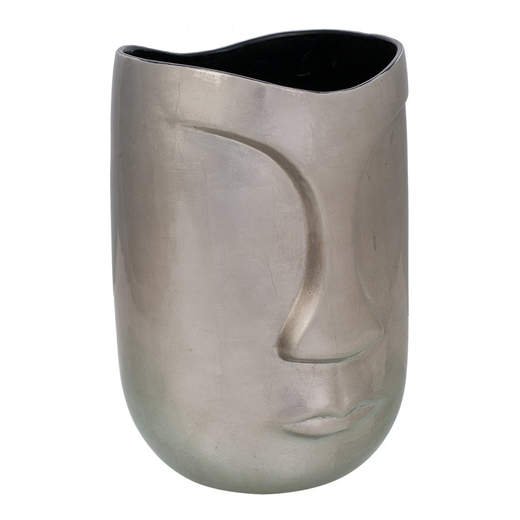 WANDERLUST DECO Figura Cara Cerámica Gris 23,5x23,5x33h Cm - Decoración Moderna