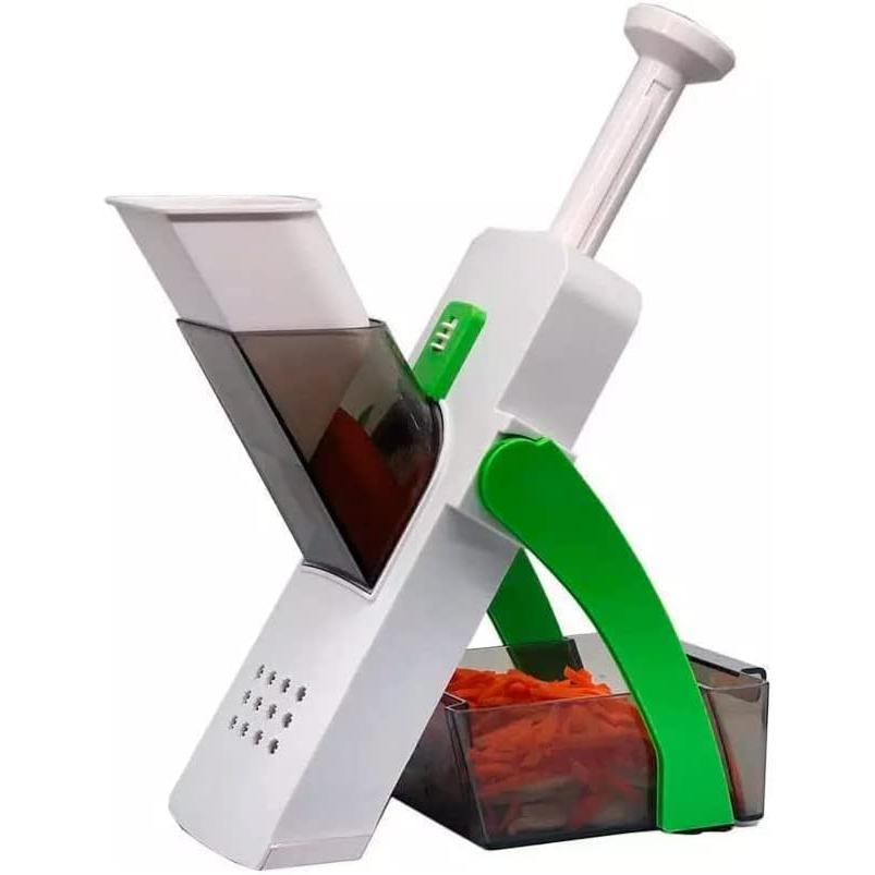 STARLEY-Mandolina De Cocina Vertical, El Cortador De Verduras Y Cortador De Patatas Manual, Ideal Para Cortar, Rallar, Picar o Rebanar Cualquier Alimento,Color verde,azúl,gris