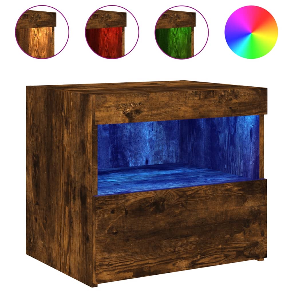 Vidaxl Mesita de Noche con Luces LED 50x40x45 Cm Blanco