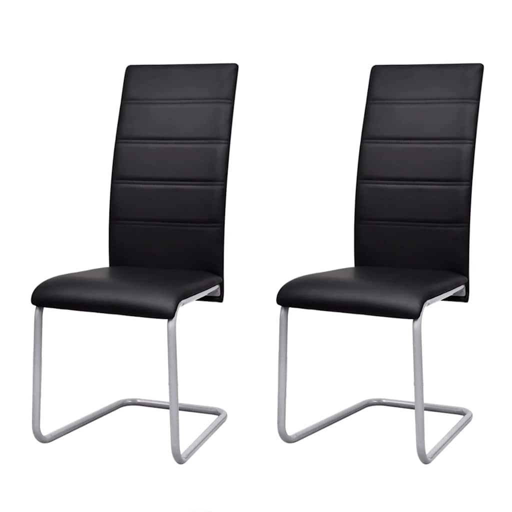 vidaXL Sillas de comedor voladizas 2 unidades cuero sintético negro