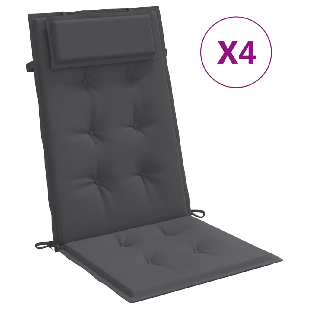 Vidaxl Cojines de Silla Respaldo Alto 4 Uds Tela Color Antracita