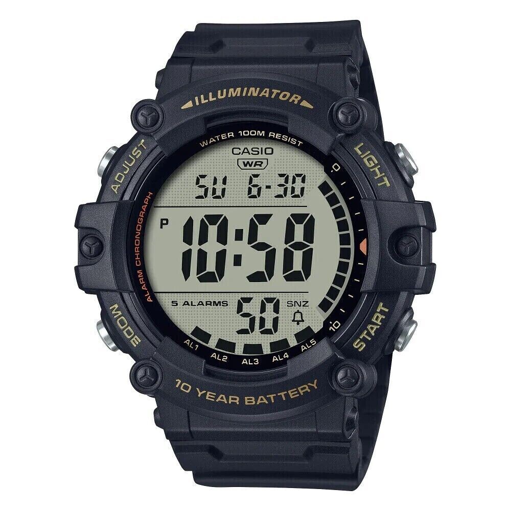 reloj deportivo hombre outdoor Casio Sport W218HB-3AV Luz Cronómetro correa  tela cuero 50m water resist