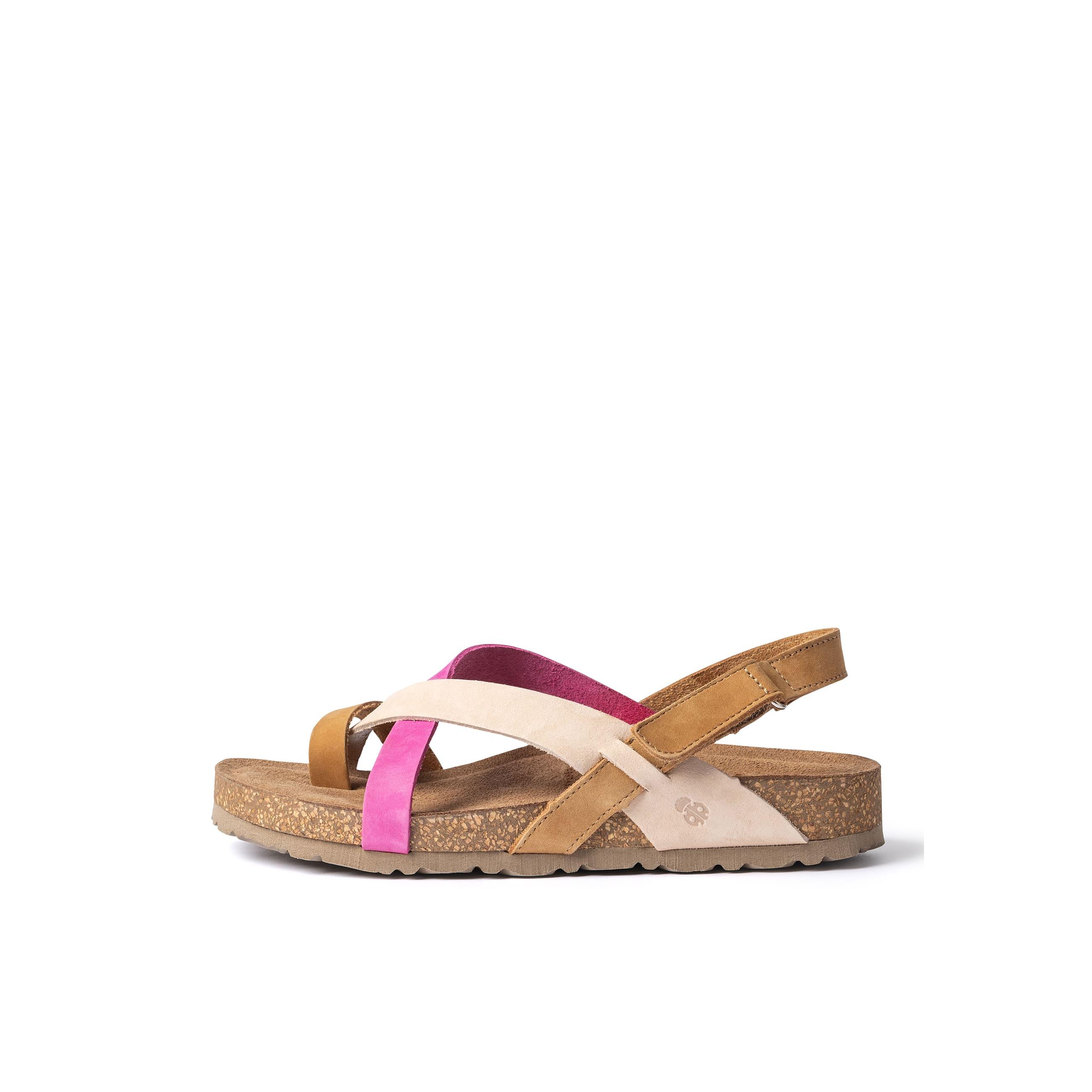 YOKONO sandalia plana JERBA-718 ROSA | Zapatos mujer Primavera-Verano | Piel vacuna  Nobuck | 2 CM