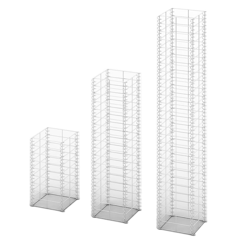 Vidaxl Cestas de Muro de Gaviones Alambre Galvanizado 3 Unidades