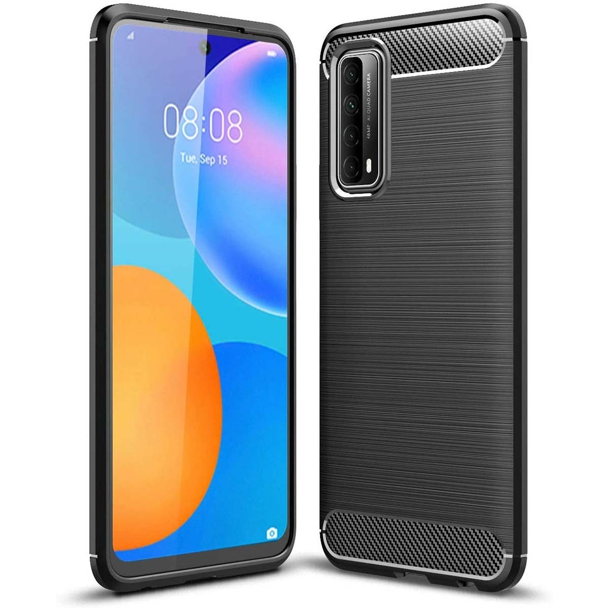 Tumundosmartphone Funda Gel Tpu Tipo Carbon Negra para Huawei P Smart 2021