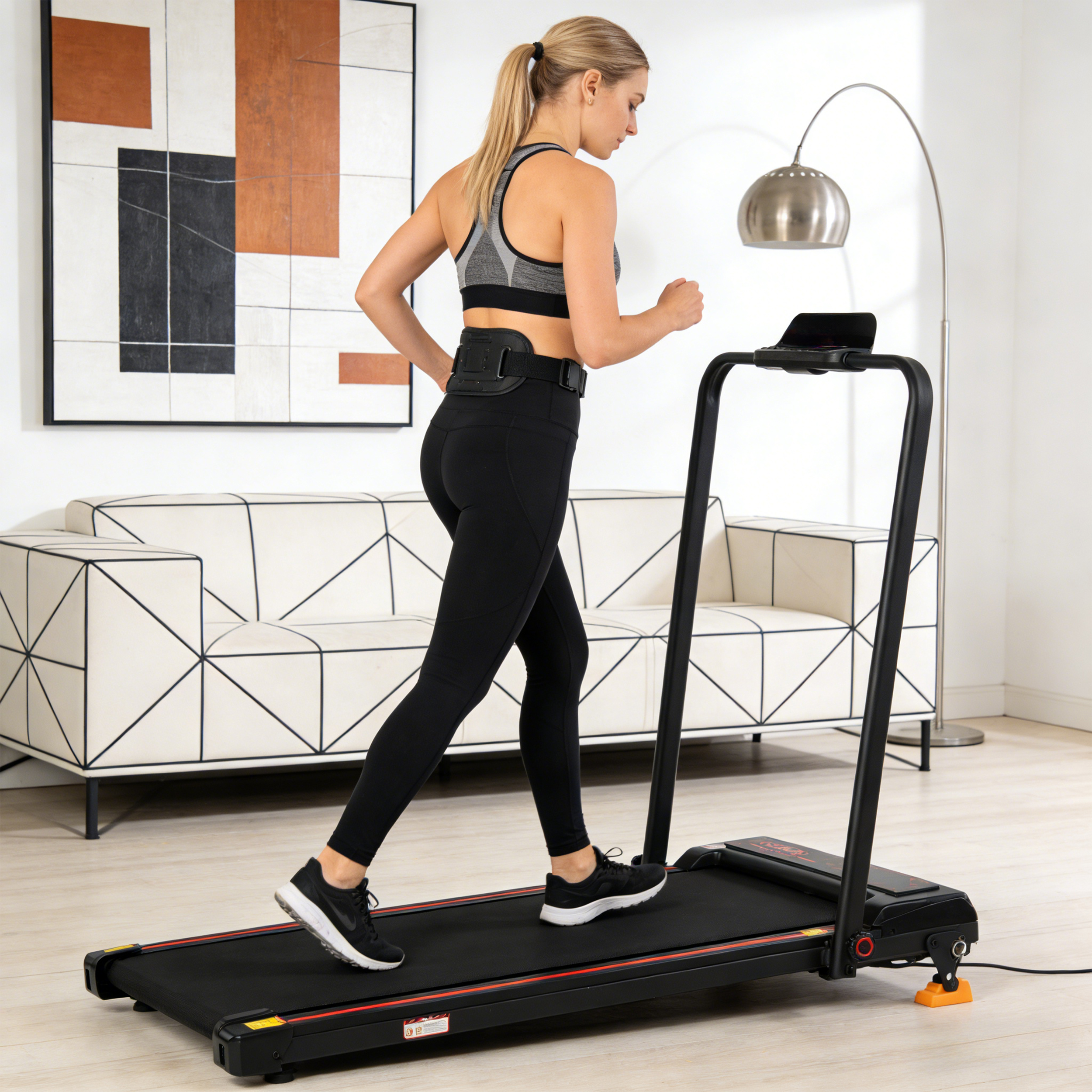 Cinta de Correr Plegable para Casa, 0.75HP Motor Silencioso, Velocidad 1-12km/h con APP Bluetooth y Pantalla LED, Soporta 120kg - Ideal para Caminar y Correr en Hogar