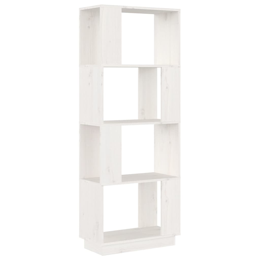 vidaXL Estantería/divisor de espacios madera maciza pino 51x25x132 cm Natural, Blanco, Gris Mueble Almacenaje Estantería para Oficina, Estudio, Dormitorio Estantería/Librería/ mueble de Almacenamiento