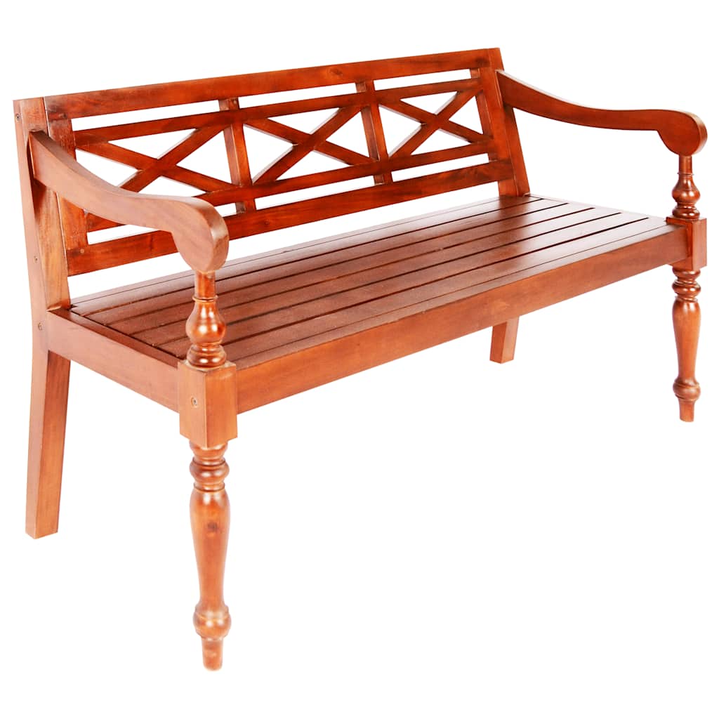 vidaXL Banco Batavia madera maciza de caoba 123 cm en color Marrón oscuro/Marrón claro
