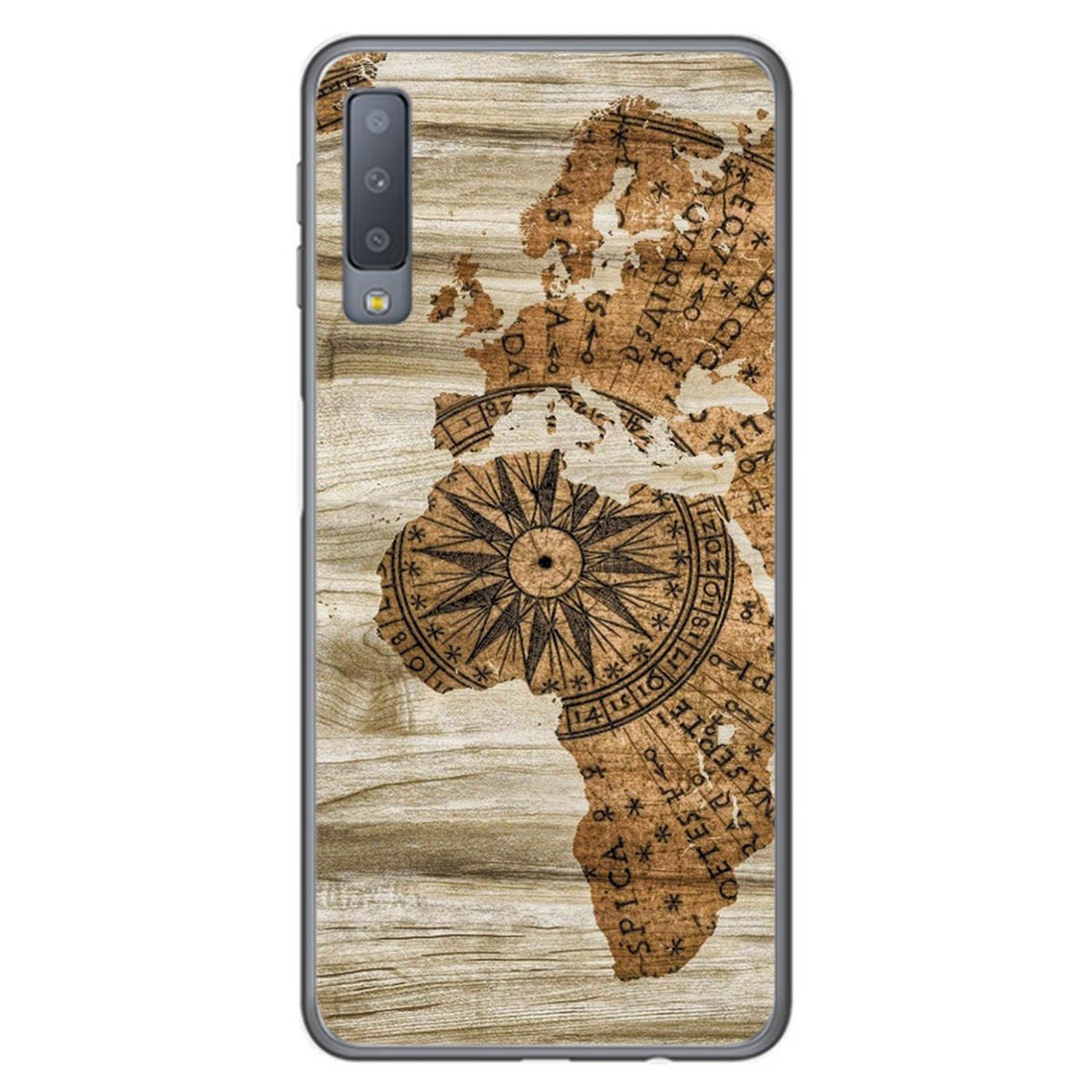 Tumundosmartphone Funda Gel Tpu para Samsung Galaxy A7 (2018) diseño Madera 07 Dibujos