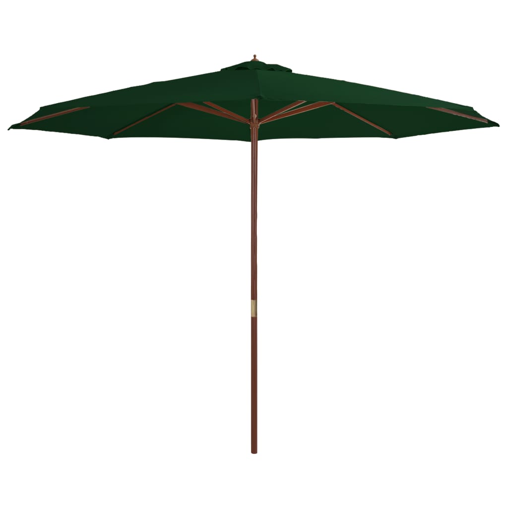 vidaXL Sombrilla de jardín con palo de madera 350 cm Color Blanco arena, Verde, Antracita