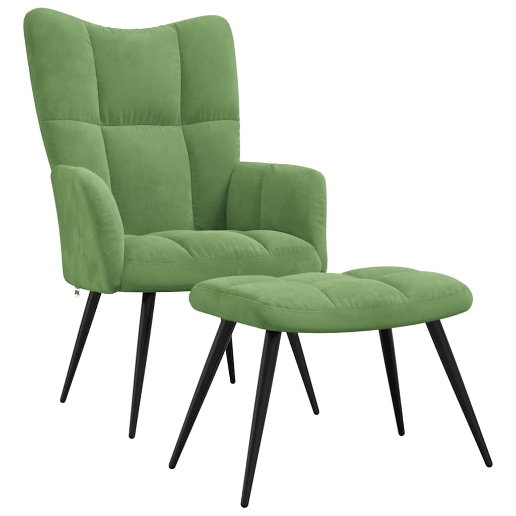 vidaXL Sillón de relax con taburete terciopelo verde claro