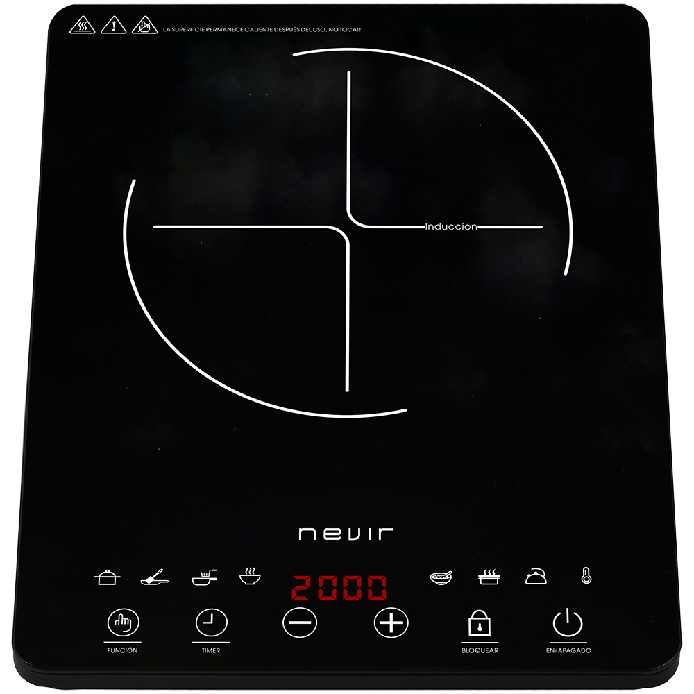 Placa de Inducción Portátil    Nevir  Cocina Eléctrica Compacta para Camping, Oficina o Hogar | Modelo Nvr-indpt100