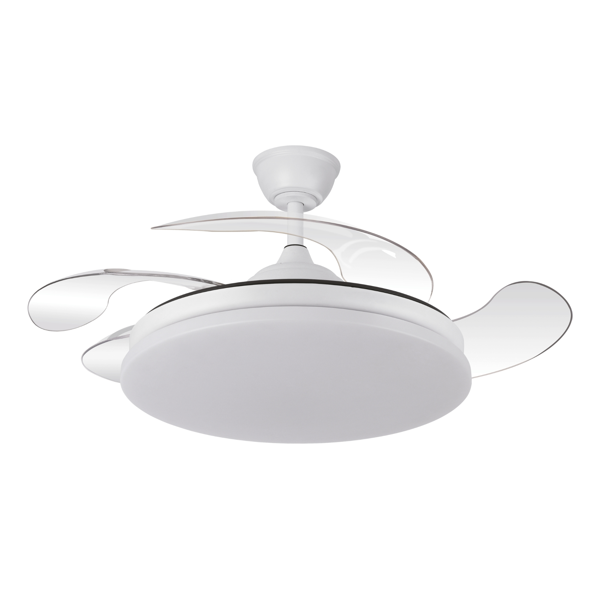 Ventilador de Techo con luz LED Yatek KALA 59W Blanco con Aspas Retráctiles invisibles, Motor DC y Mando a distancia