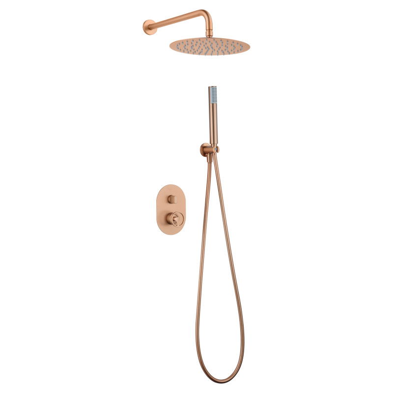 Imex Olimpo GPC033/ORC conjunto de ducha monomando empotrado 2 vías acabado oro rosa cepillado