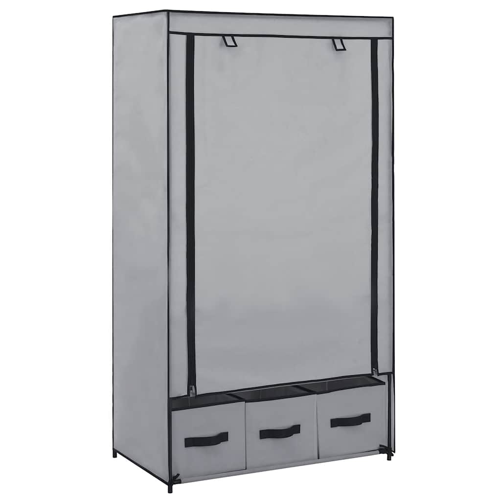 vidaXL Armario de tela 87x49x159 cm en color Gris/Negro/Marrón | almacenamiento funcional diseño moderno para baño dormitorio sala