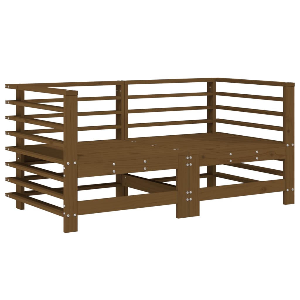 vidaXL Sofás de esquina de jardín 2 uds madera maciza pino marrón miel