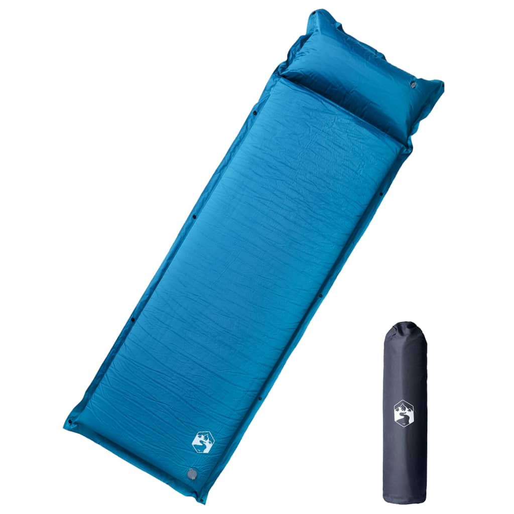vidaXL Colchón de Camping Autoinflable con Almohada 1 Persona Aire Color Azul marino,  orange,  Tuquesa y mas