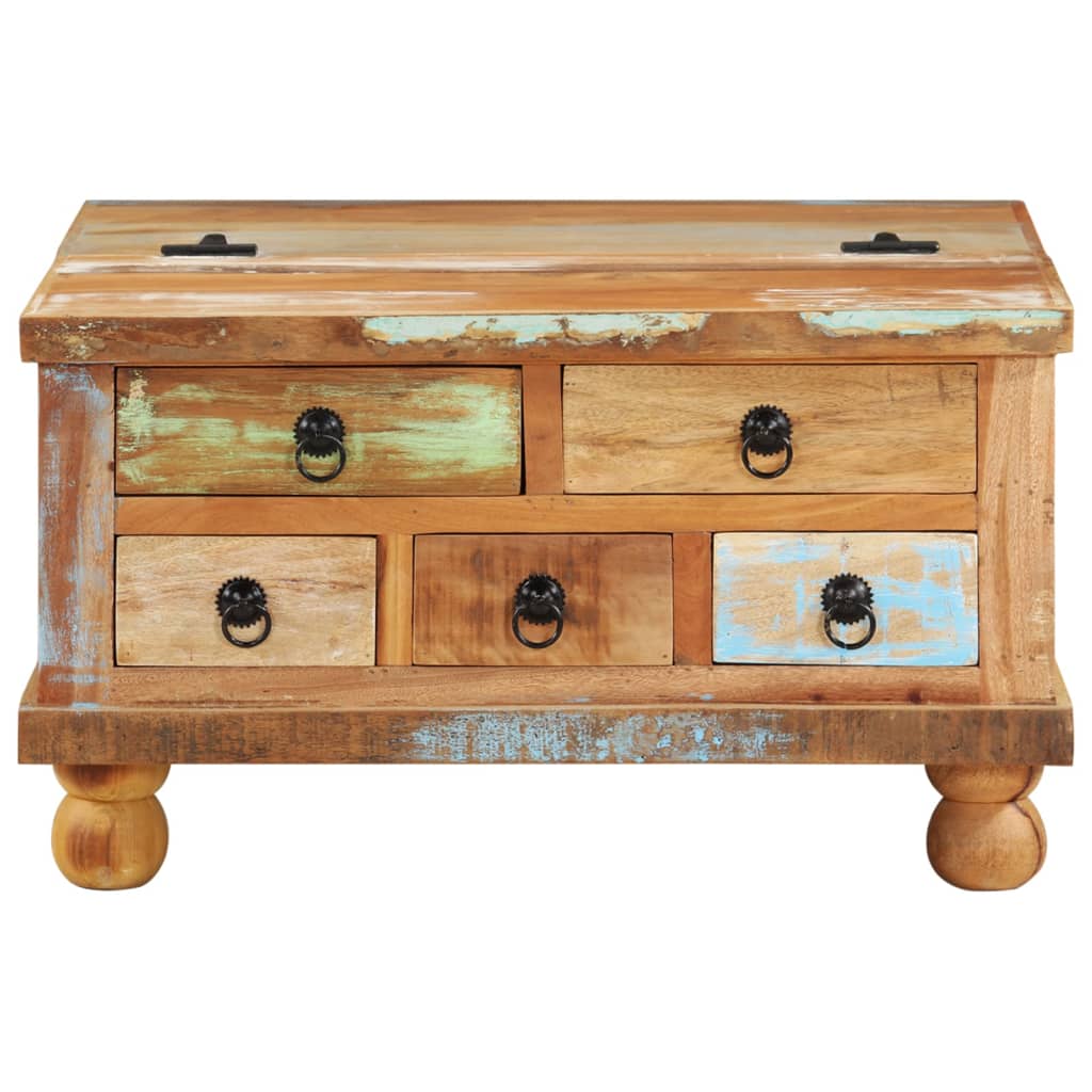 Mesa de Centro Vidaxl Madera Maciza Reciclada 70x70x38 Cm Multicolor Marrón