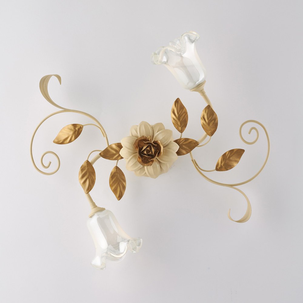 Plasterlight Arte Pobre Marfil Cesta Y Oro 2 Luces E14
