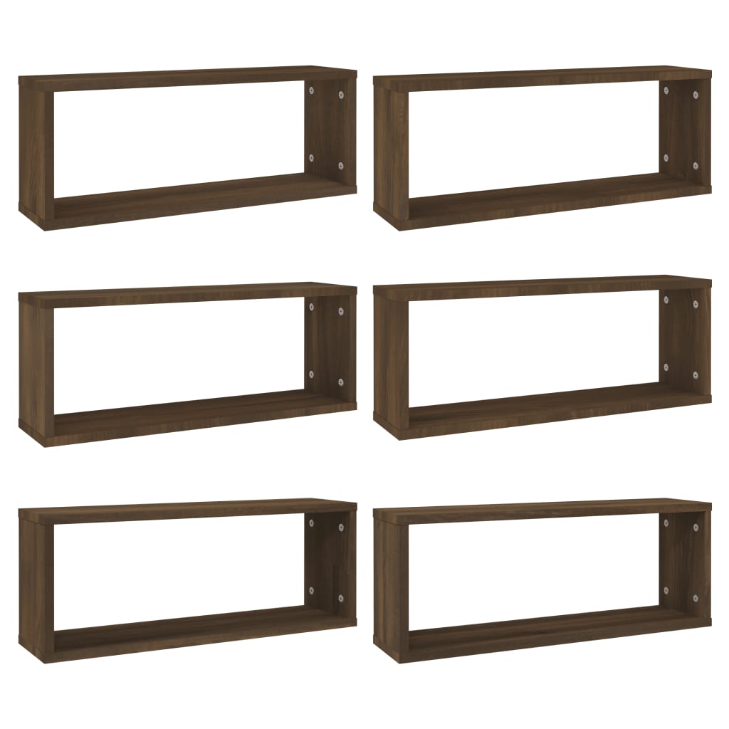 Vidaxl Estantes Cúbicos de Pared 6 Uds Madera 60x15x23 Cm Roble Ahumado