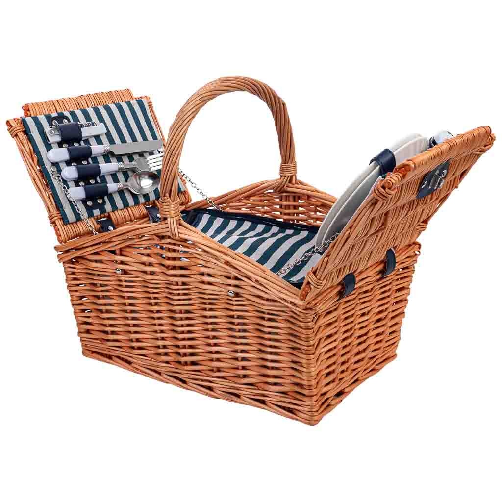 Wonderlust Deco - Cesta de picnic 2 servicios marrón 40x28x19/25/38 cm Marrón 40x28x19/25/38h cm