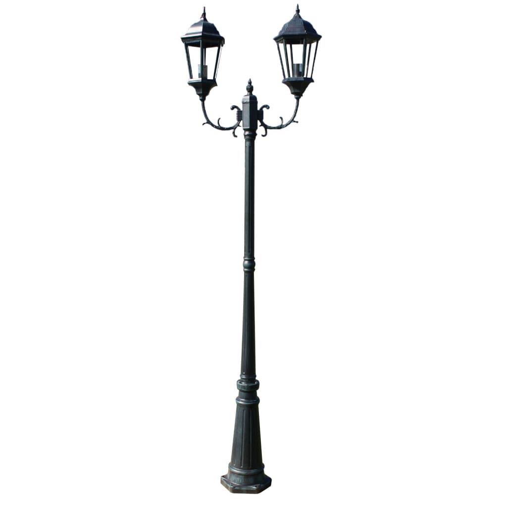 vidaXL Farola de Jardín de Aluminio Verde Oscura/Negra 230 cm Cantidad de bombillas 2, 3