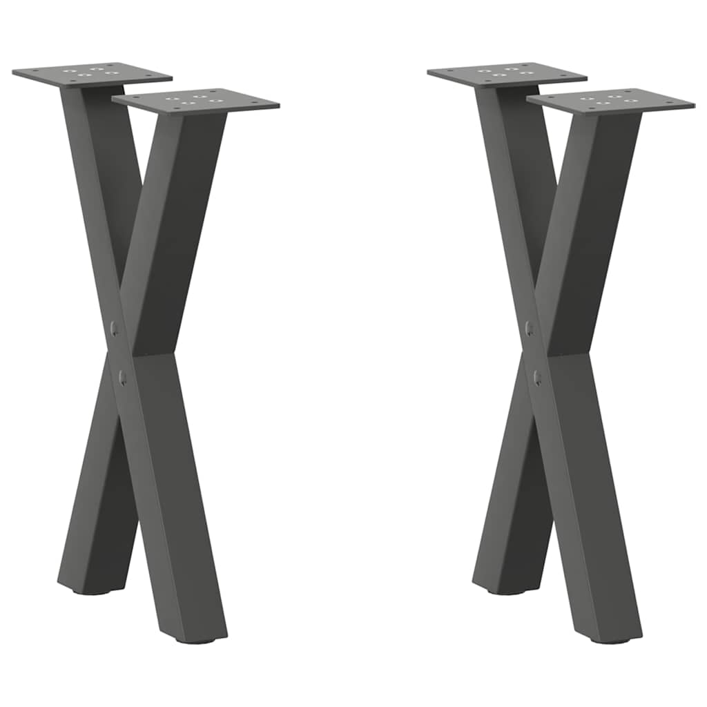 vidaXL Patas para mesa de centro en forma de X (2 unidades) 38 x (42-43) cm, acero