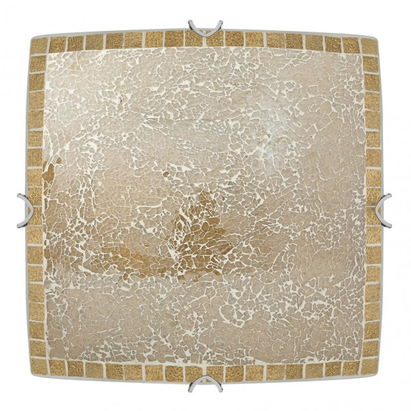 Plafon Cuadrado modelo Tenor de 3 luces Mosaico dorado FABRILAMP
